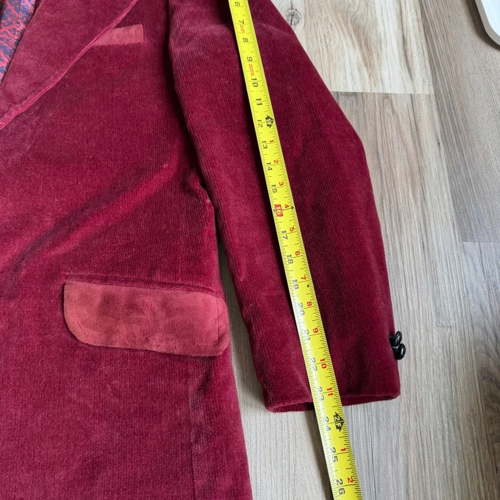 Vintage Sears The Mens Store Burgundy Corduroy Blazer Jacket 40L 70s Retro